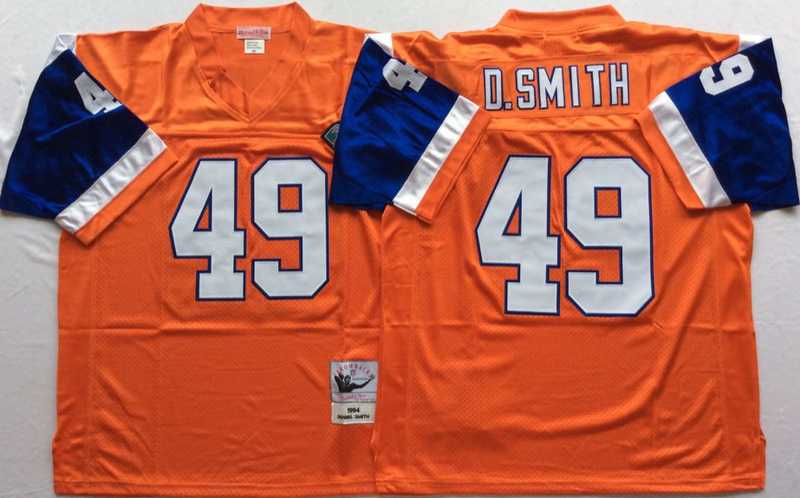 Broncos 49 Dennis Smith Orange M&N Throwback Jersey->nfl m&n throwback->NFL Jersey